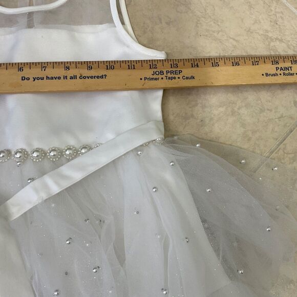 American Princess Girls 7 Fancy Special Occasion Dress White Beaded tulle Fairy - Picture 6 of 9